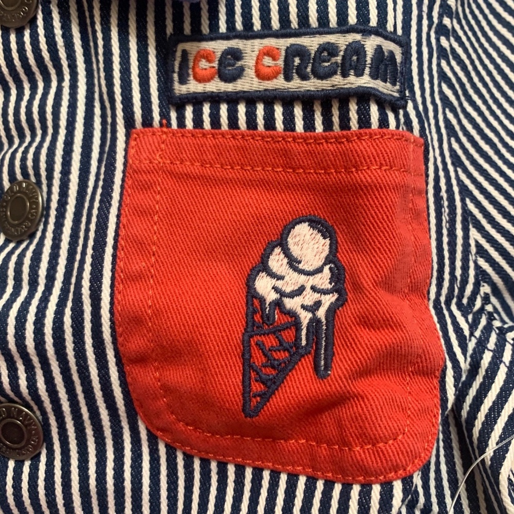 Railroad Stripe Twill Snap Jacket Baby Loose Collared Ice Cream Pocket NWT - Picture 5 of 14